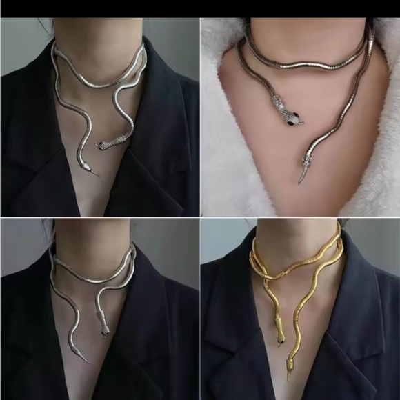 Metal Adjustable Gold Color, flexible Snake Necklace, bracelet, hair accessory - Picture 5 of 5